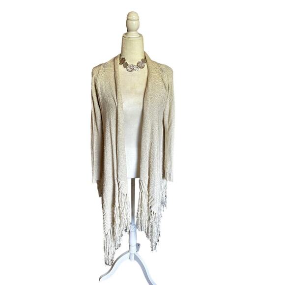 🌻. Forever 21 Open Longline Fringe Shrug/Cardigan Size Large - Picture 1 of 5